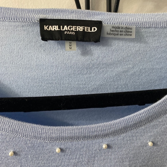 Karl Lagerfeld baby blue blouse with fancy sleeves size M - Picture 2 of 4